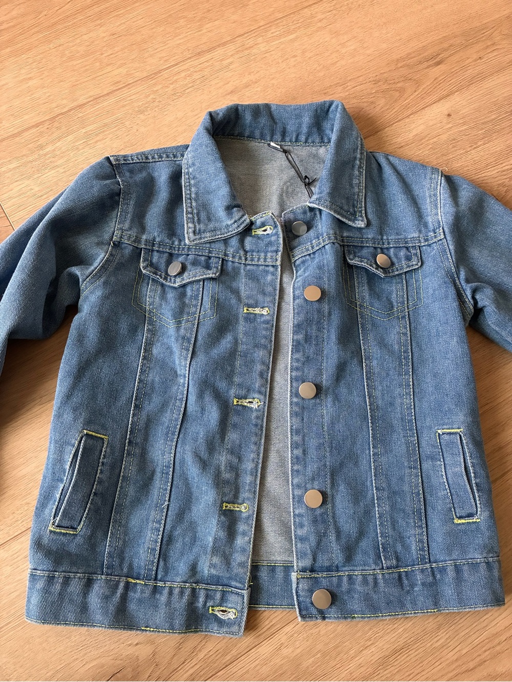 Kids Blue Denim Jacket with Button Front & Beautiful Patches